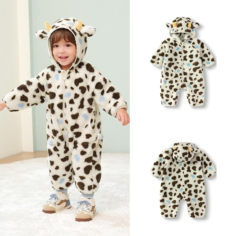 Balabala Kids' Halloween Animal Fleece Jumpsuit - Snuggly, Cute & Playful with Fun Animal Print Soft Fleece Material Easy to Wear for Little Ones Fluffy Pajamas Sleepwear Pajamas Toddler