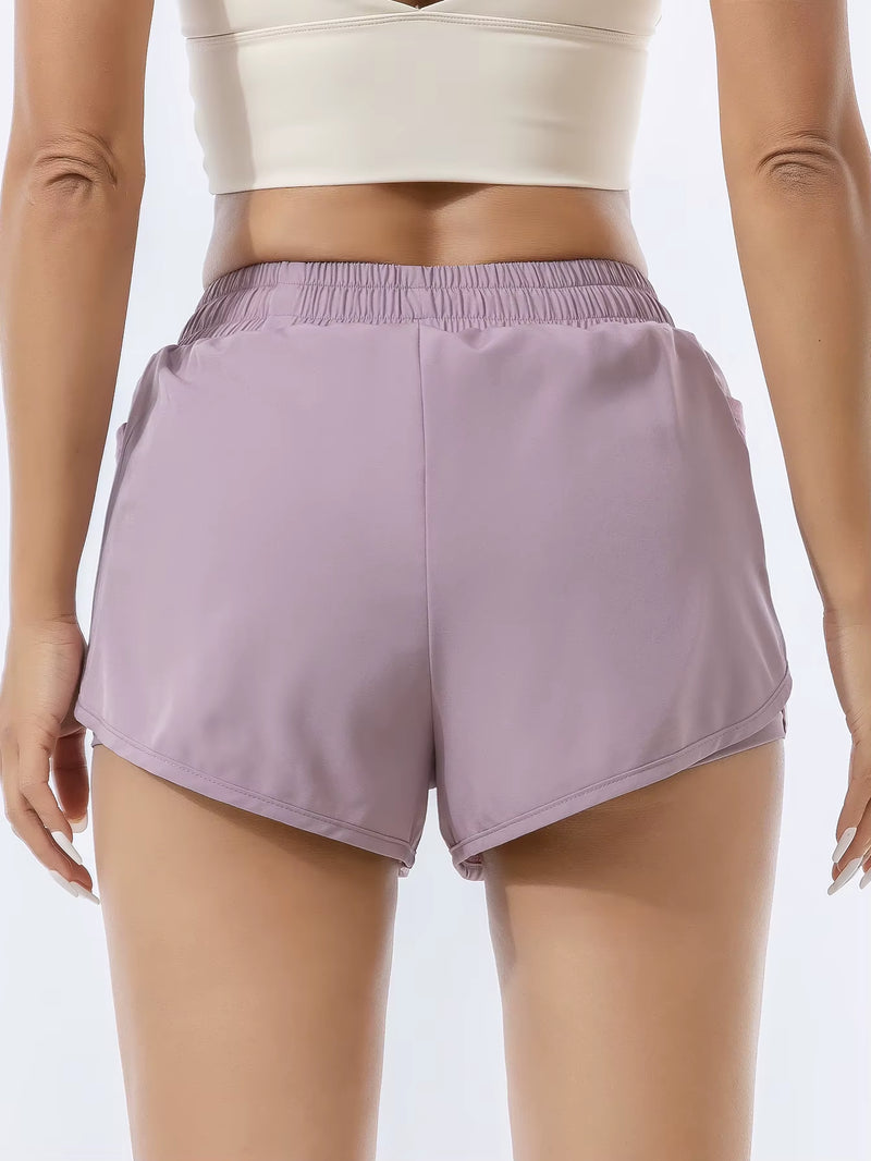 Women'S Double Layered Quick-Dry Athletic Shorts, Anti-Lighting Loose Fit, for Outdoor Leisure Running Fitness Workout, Sport St