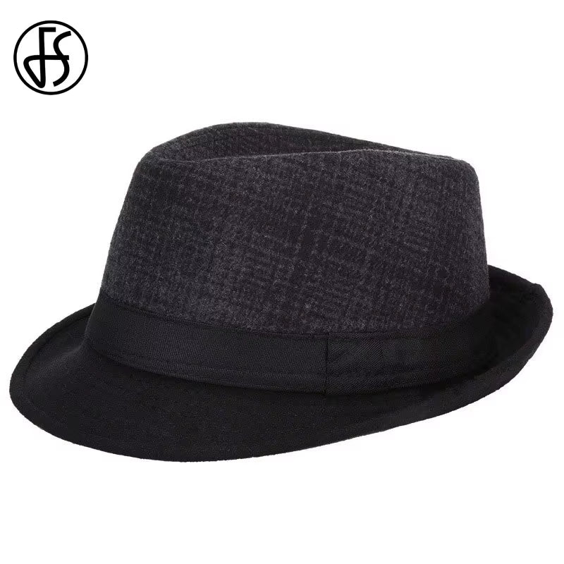 Mens Fedoras Black Panama Fashion Hat Imitate Wool Male Gangster Trilby Cap Casual Party Wide Brim England Style Jazz Hats