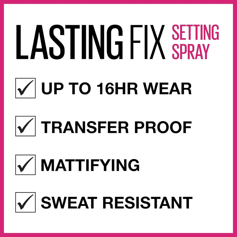 New York Setting Spray, Matte Finish, Transfer Proof and Sweat Resistant, 16H Wear, Facestudio Lasting Fix Makeup, Volume: 3.4 Fl. Oz.