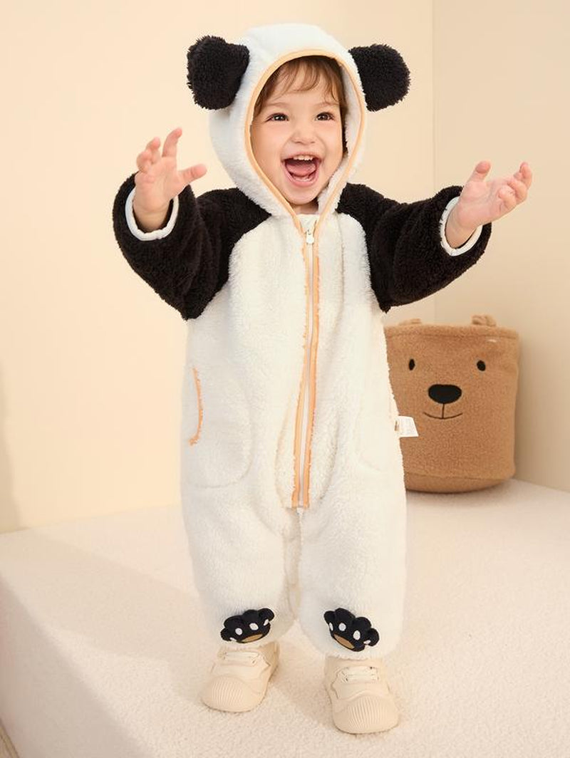 Balabala Kids' Halloween Animal Fleece Jumpsuit - Snuggly, Cute & Playful with Fun Animal Print Soft Fleece Material Easy to Wear for Little Ones Fluffy Pajamas Sleepwear Pajamas Toddler