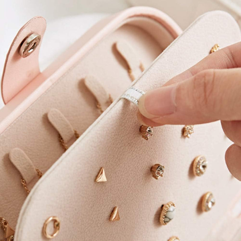 Travel Jewelry Organizer Storage Case & 2 Tiers Jewelry Portable Box Earrings Travel Case Storage Organizer Container
