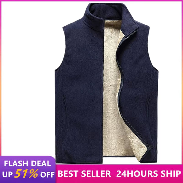 Lamb Cashmere Waistcoat for Men Brand Winter Jacket Men Vest Men Zipper Mens Jacket Sleeveless Casual Winter Waistcoat Men S-8XL
