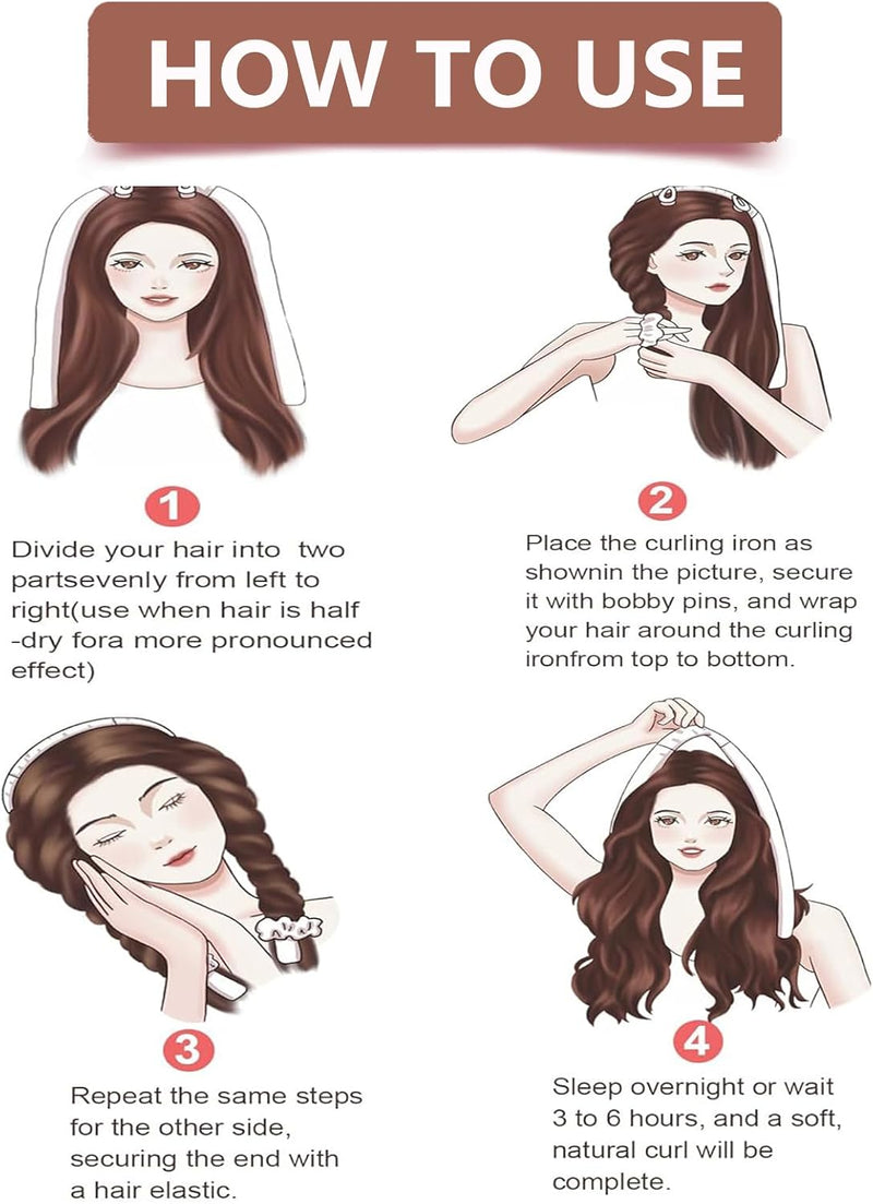 Satin XL Hair Rollers for Overnight Curls - Heatless Jumbo Curling Set with Headband and Rollers to Sleep In