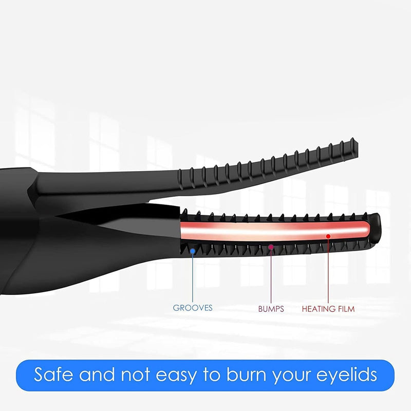 Clip-On Electric Eyelash Curler, 3 Temp Levels, Heated Comb, Clip Type, USB Rechargeable, ABS Material, Includes Eyebrow Comb, USB Cable