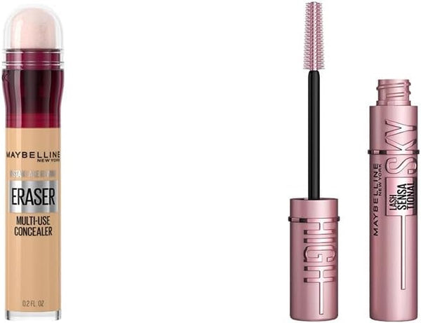 New York Concealer Instant Age Rewind, Sand, 6 Milliliters (Packaging May Vary) & New York Lash Sensational Sky High Mascara, Washable Lengthening Eyelash Mascara, Blackest Black, 7.2 Ml
