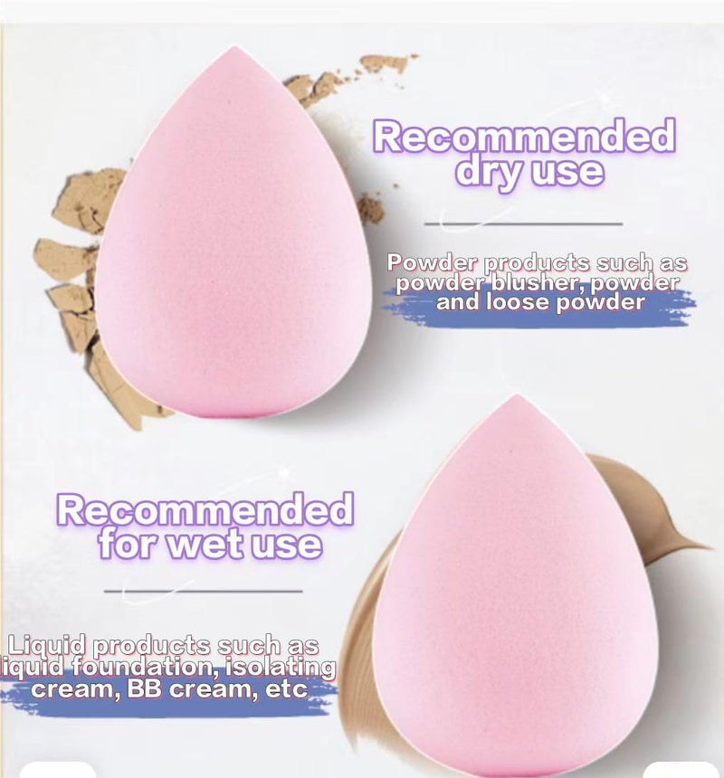 Makeup Sponge Set Mixed Multi-Color, Use Beauty Eggs for Wet and Dry Face, Make-Up Puff, Flawless, Four Pink Outfits (10 X 10 X 6 (4PCS))
