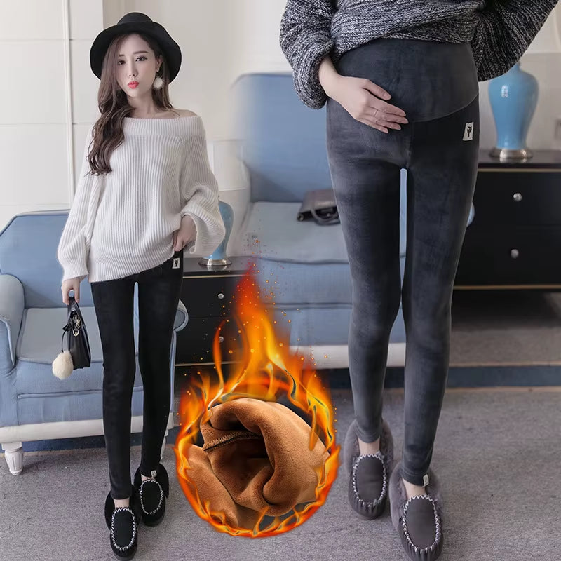 Velvet Maternity Leggings Pants for Pregnant Women Warm Winter Maternity Clothes Thickening Pregnancy Trousers Clothing