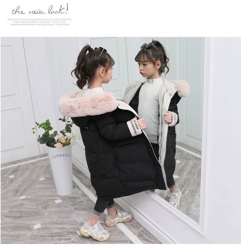 Children Winter down Cotton Jacket 2020 New Fashion Girl Clothing Kids Clothes Thick Parka Fur Hooded Snowsuit Outerwear Coat