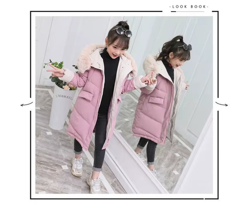 Children Winter down Cotton Jacket 2020 New Fashion Girl Clothing Kids Clothes Thick Parka Fur Hooded Snowsuit Outerwear Coat