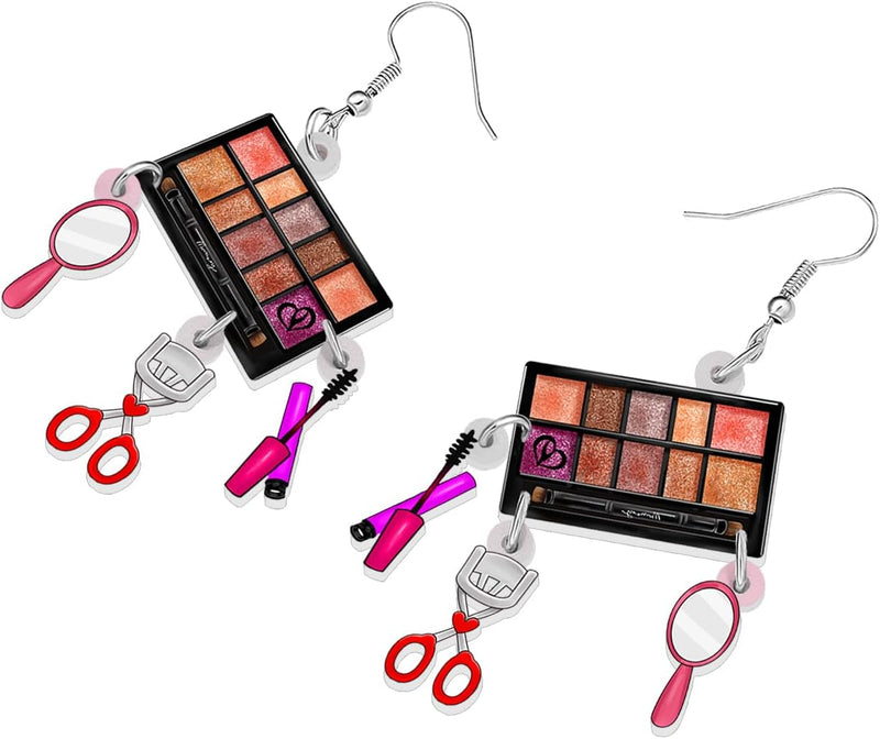 Acrylic Creative Valentines Day Makeup Dangle Drop Earrings Gifts for Women Cute Cosmetic Jewelry for Beauticians Party Decorations