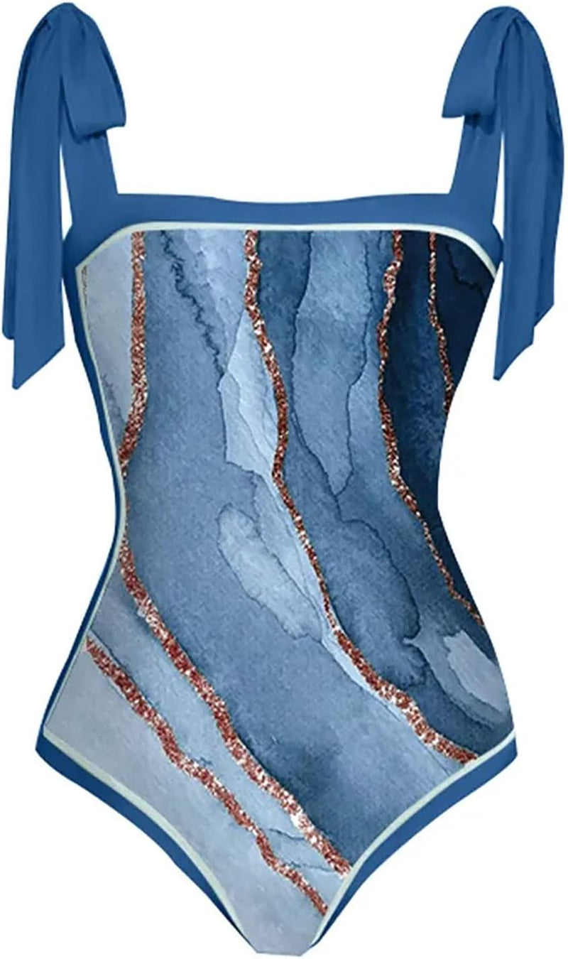Women'S One Piece Swimsuit with Beach Cover up Wrap Skirt,One Piece Bathing Suit for Women with Beach Cover up Wrap Blue