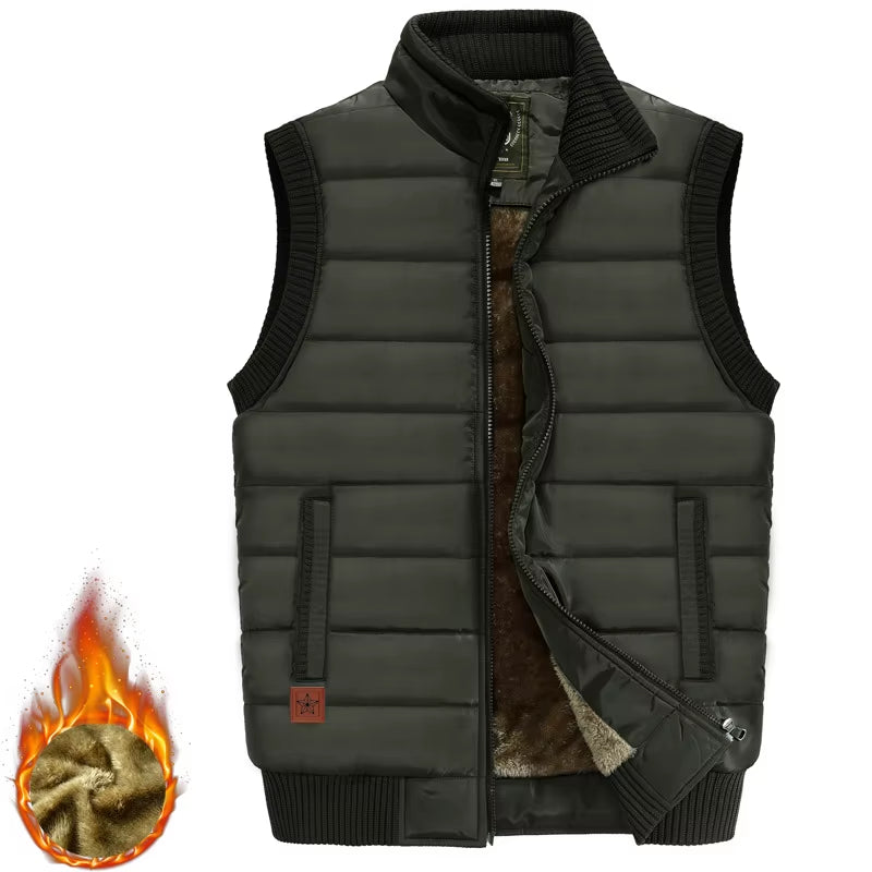 Winter Mens Fleece Jacket Sleeveless Vest Man Waterproof Vest Coats Stand Collar Windbreaker Padded Waistcoats Clothing 8XL