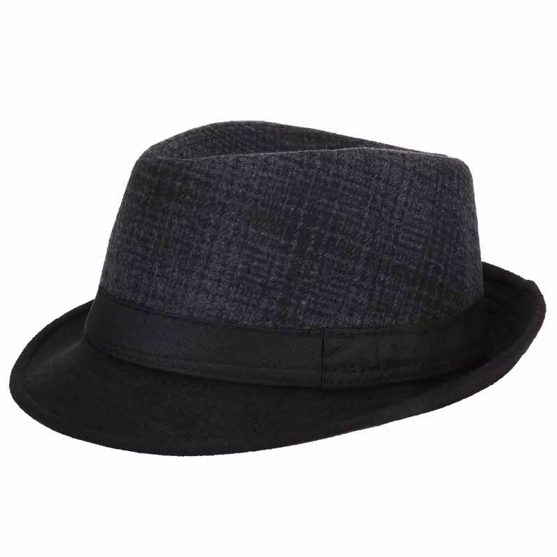 Mens Fedoras Black Panama Fashion Hat Imitate Wool Male Gangster Trilby Cap Casual Party Wide Brim England Style Jazz Hats