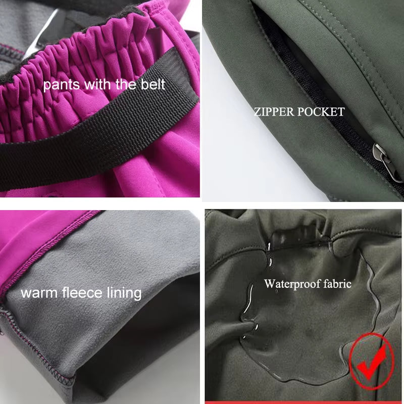 New Winter Womens Outdoor Pants Thick Fleece Softshell Sports Trousers Hiking Trekking Ski Waterproof Women Pants PM21