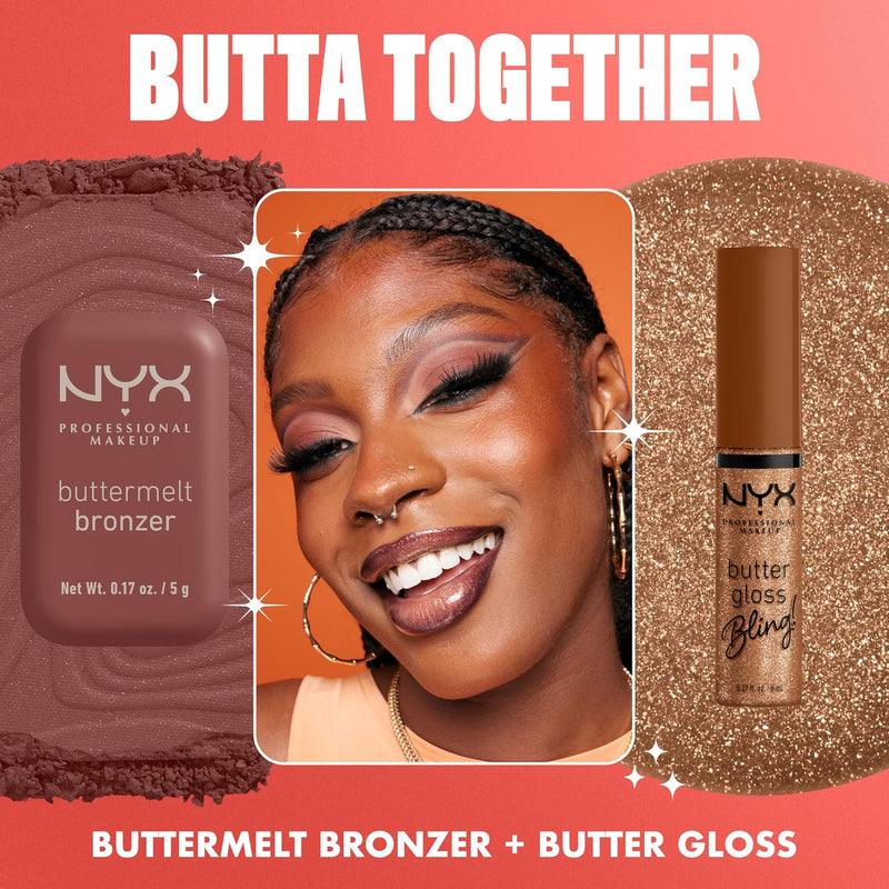 , Butter Gloss Bling, Non-Sticky, High Shine, Universally Flattering, 8 Ml - She Got Money (Shimmery Pink)