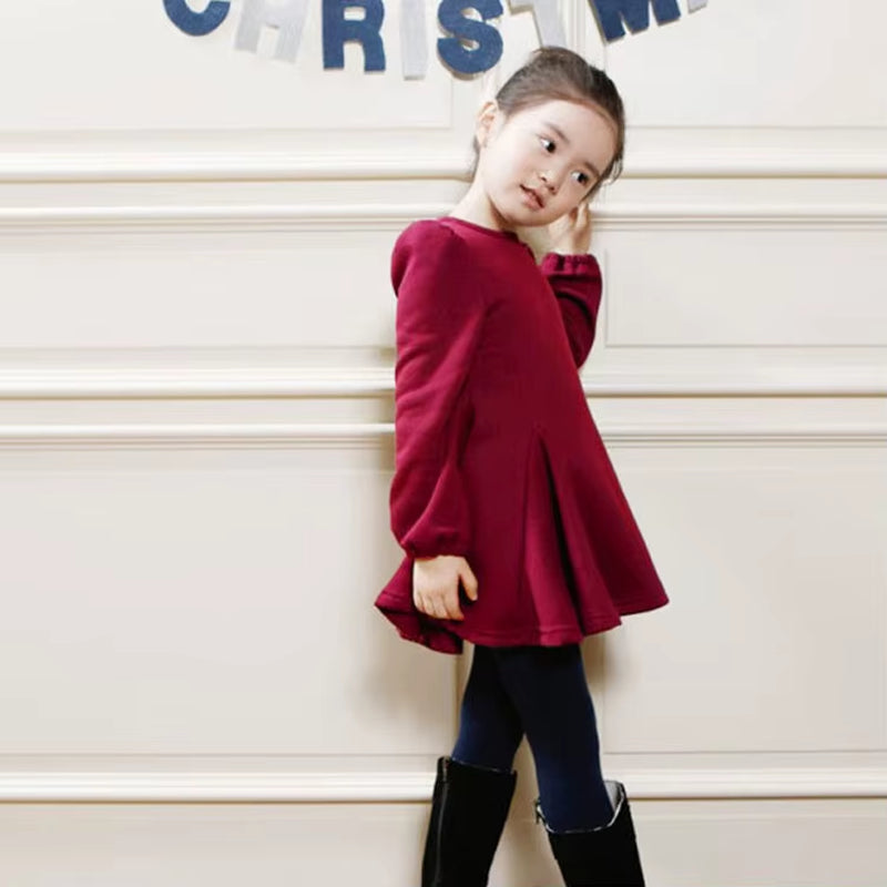 Autumn Winter Thick Girl Sweatshirts Fashion Cotton Embroidered Princess Dress Butterfly Tie Turtleneck Sweater Baby Kid Clothes