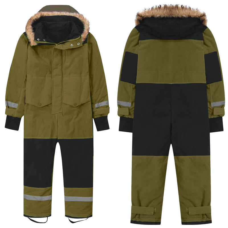 Baby Girls Boys One-Piece Ski Suits Children'S Snowboarding Fur Hooded Thick Windproof Warm Skiing Sports Clothes for Winter