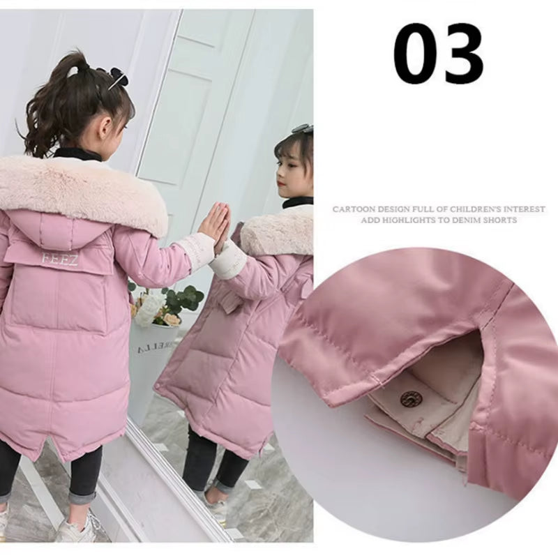 Children Winter down Cotton Jacket 2020 New Fashion Girl Clothing Kids Clothes Thick Parka Fur Hooded Snowsuit Outerwear Coat