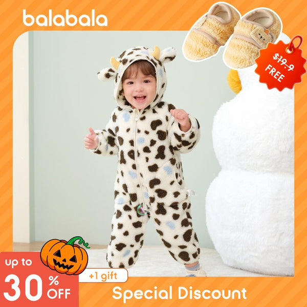 Balabala Kids' Halloween Animal Fleece Jumpsuit - Snuggly, Cute & Playful with Fun Animal Print Soft Fleece Material Easy to Wear for Little Ones Fluffy Pajamas Sleepwear Pajamas Toddler