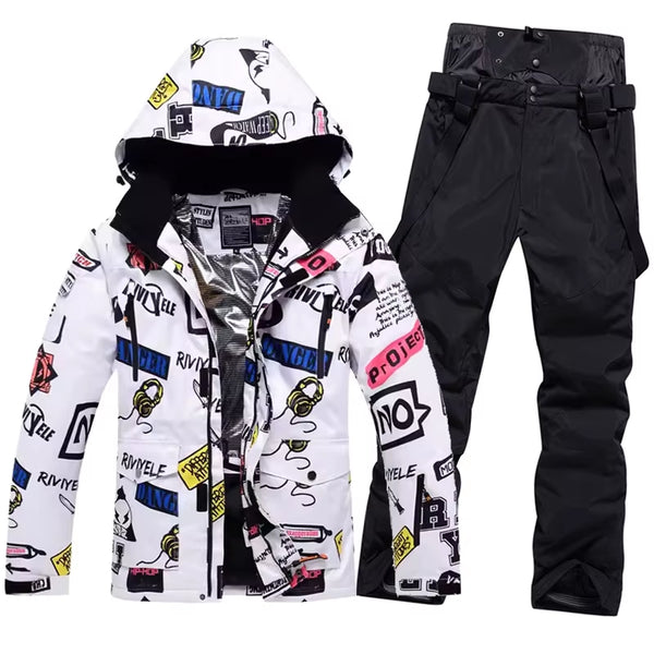 New Men Women Couples Ski Suit Winter Windproof Thick Warm Skiing Jacket and Pants Set Outdoor Snow Snowboarding Costumes