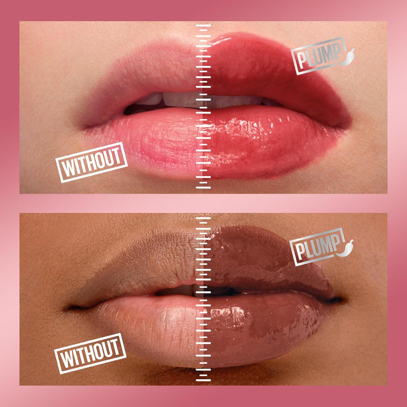Lifter Gloss Lifter Plump, Plumping Lip Gloss with Chili Pepper and 5% Maxi-Lip, Blush Blaze, Sheer Pale Pink, 1 Count