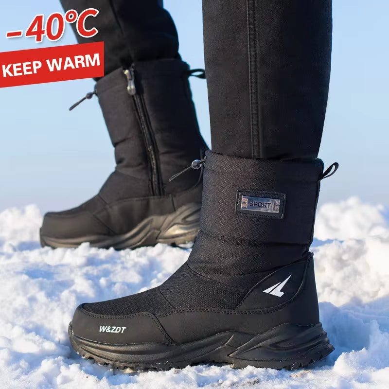 Men Boots 2025 Winter Shoes for Men Warm Snow Boots Mid-Calf Men Warm Shoes Thick Plush Winter Boots for Men Women Cotton Shoes