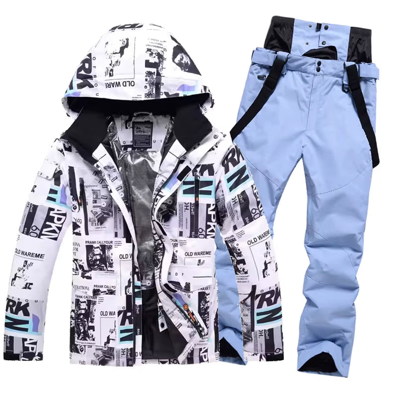 New Men Women Couples Ski Suit Winter Windproof Thick Warm Skiing Jacket and Pants Set Outdoor Snow Snowboarding Costumes