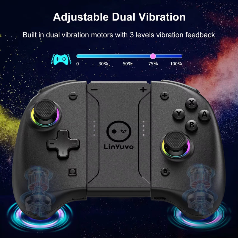 KS37 Meteor Light Wireless Joy-Pad for Switch/Switch OLED, with Programmable, 6-Axis Gyro, Turbo & Vibration