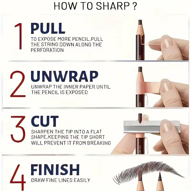 Tear off Pull Line Eyebrow Pencil, Not Sharpen Need Eyebrow Pencil, Natural Color Rendering, Sweat Proof and Smudge Proof Eyebro